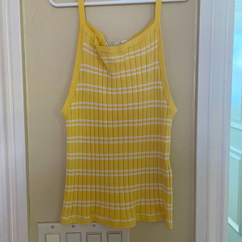 yellow and white tank top